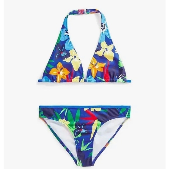 POLO RALPH LAUREN Girls Tropical Print Two Piece Swimsuit Set Size 16 fairy core - Picture 1 of 6